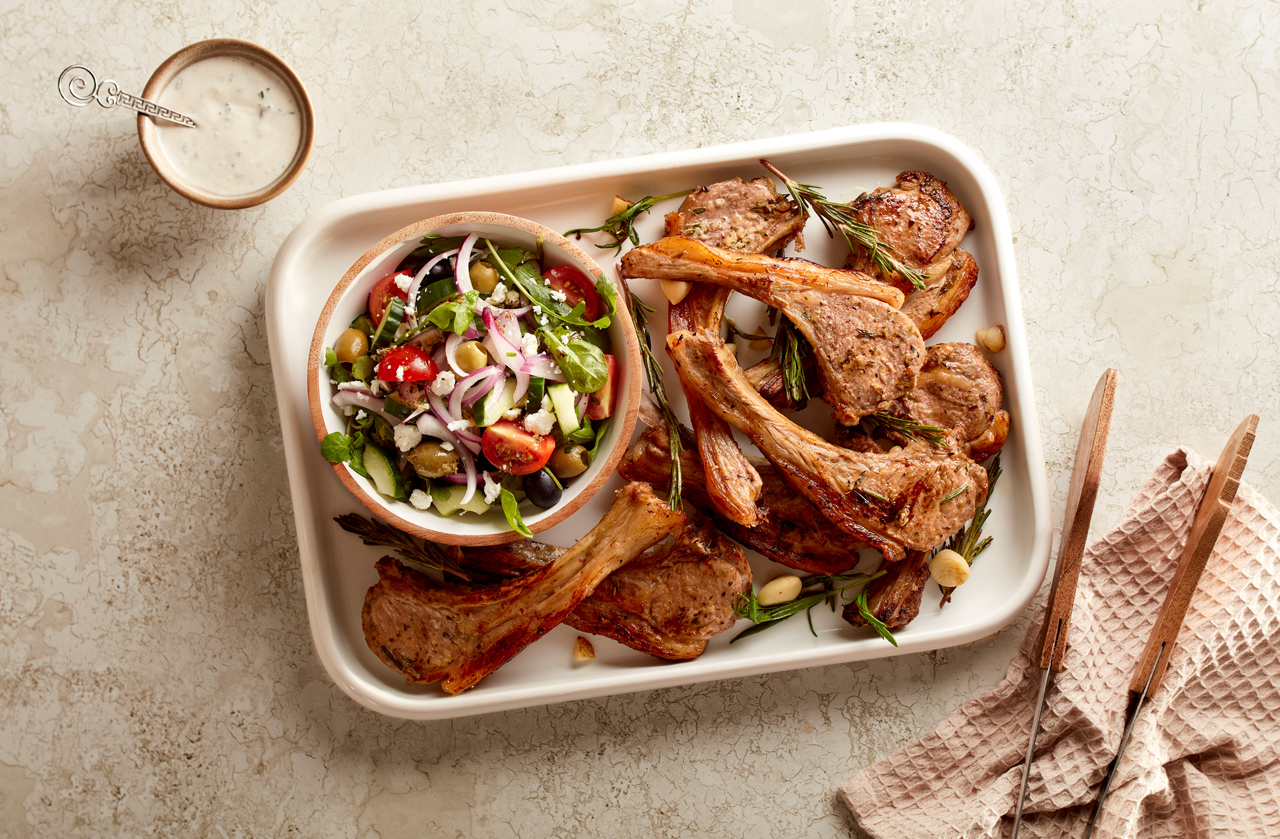 Greek style Welsh Lamb cutlets and salad 1_gallery